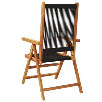 Tuinstoelen – Buitenzitmeubels – Tuinmeubilair – Terrasstoelen – Balkonstoelen – Zwart – Massief Acaciahout – Verstelbaar – Inklapbaar