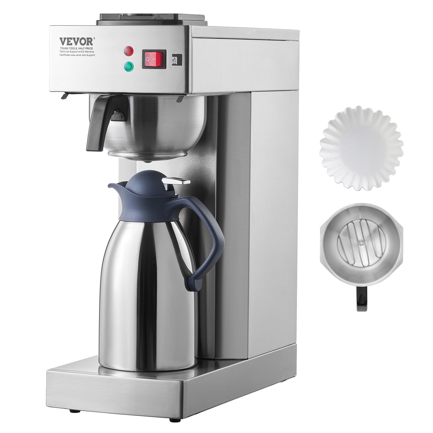 Filterkoffiezetapparaat – Koffiezetter – Koffiemachine – Dripkoffiezetter – Thermoskan – 12 Kopjes Capaciteit – Roestvrijstalen Behuizing
