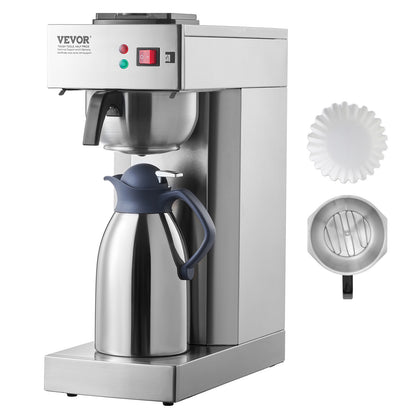 Filterkoffiezetapparaat – Koffiezetter – Koffiemachine – Dripkoffiezetter – Thermoskan – 12 Kopjes Capaciteit – Roestvrijstalen Behuizing