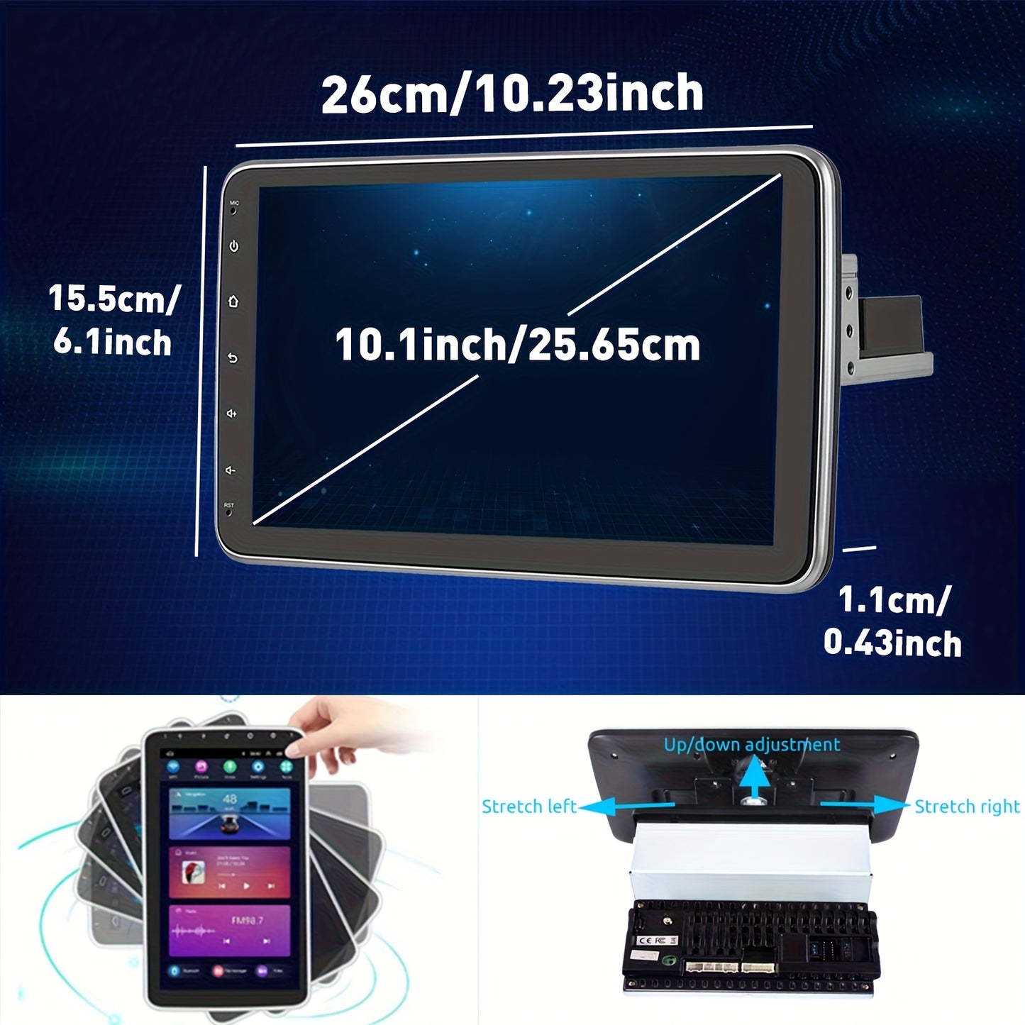 Android Autoradio – Multimedia Systeem – Auto Stereo – Touchscreen Radio – DAB+ Radio – 10,1 Inch IPS Scherm – Android 15 Systeem met Wireless CarPlay