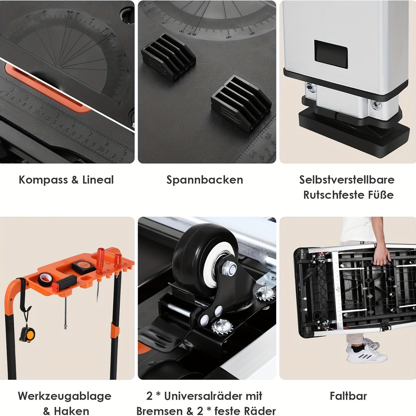 Werkbank – Workmate – Werktafel – Inklapbare Werkbank – Transportkar – Verstelbare Hoogte – 7-in-1 Multifunctioneel – Lichtgewicht Met Wielen
