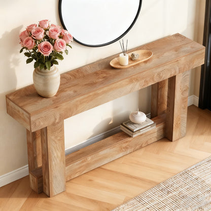 Sidetable – Consoletafel – Haltafel – Wandtafel – Dressoir – Smal Lang Model – 2 Opbergniveaus – Hoogwaardig Verlijmd Hout Bruin
