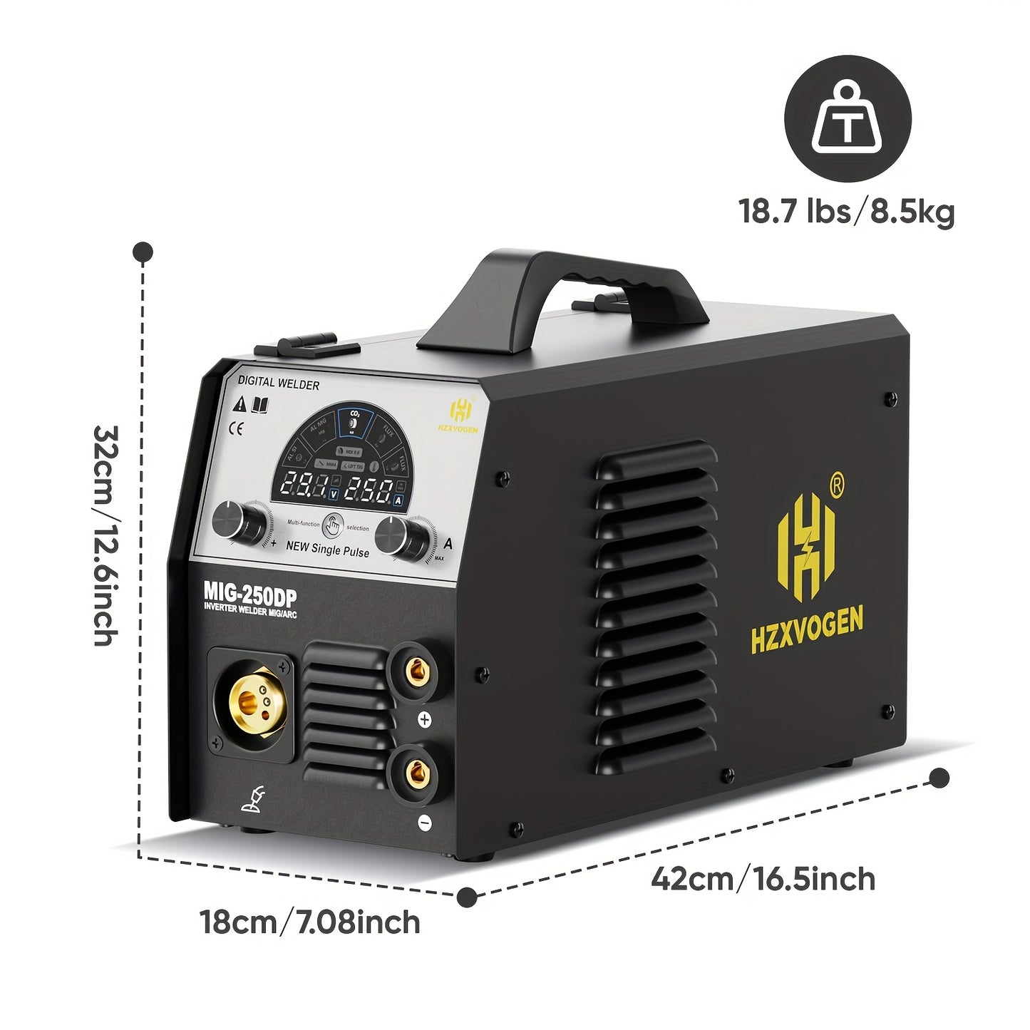 Lasapparaat – MIG Lasmachine – TIG Lasapparaat – Elektrode Lasmachine – Draadloos Lassen – 250 Ampère – Digitale Besturing met LED Display