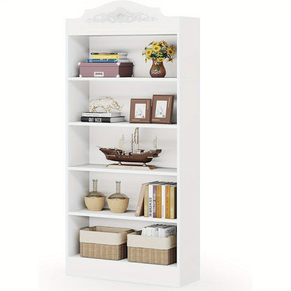 Boekenkast – Boekplank – Boekenrek – Opbergkast – Vakkenkast – Wit – 5 Planken – MDF Hout – Anti-Kantelvoorziening