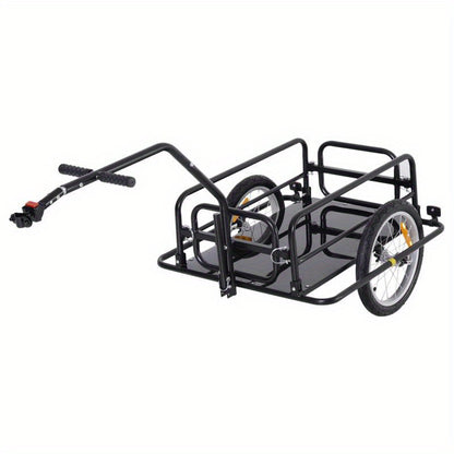 Fietsaanhanger – Fietskar – Transportkar – Boodschappentrolley – Inklapbare Aanhanger – Stevig IJzeren Frame – Max. 40 kg Draagkracht – Met Reflectoren