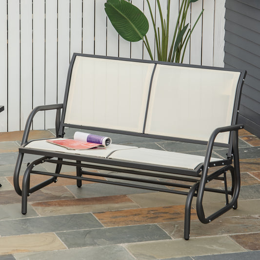 Loungebank – Loungestoel – 2-Zitsbank – Tuinbank – Bank – Metallisch Frame – Compact 120x70x85 cm – Zwart Champagne