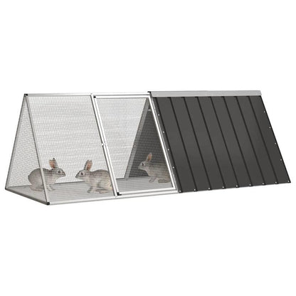 Konijnenkooi – Konijnenhok – Knaagdierkooi – Caviakooi – Hazenkooi – Anthracite – Gegalvaniseerd Staal – Extra Ruim 201,5 x 80,5 x 71 cm – Modulaire Uitbreidbaar Met Slot