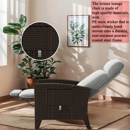 Loungestoel – Loungebank – Tuinstoel – Relaxstoel – Rotan Stoel – Grijs Met Inklapbare Tafel – Memory Foam Kussen – Verstelbare Rugleuning