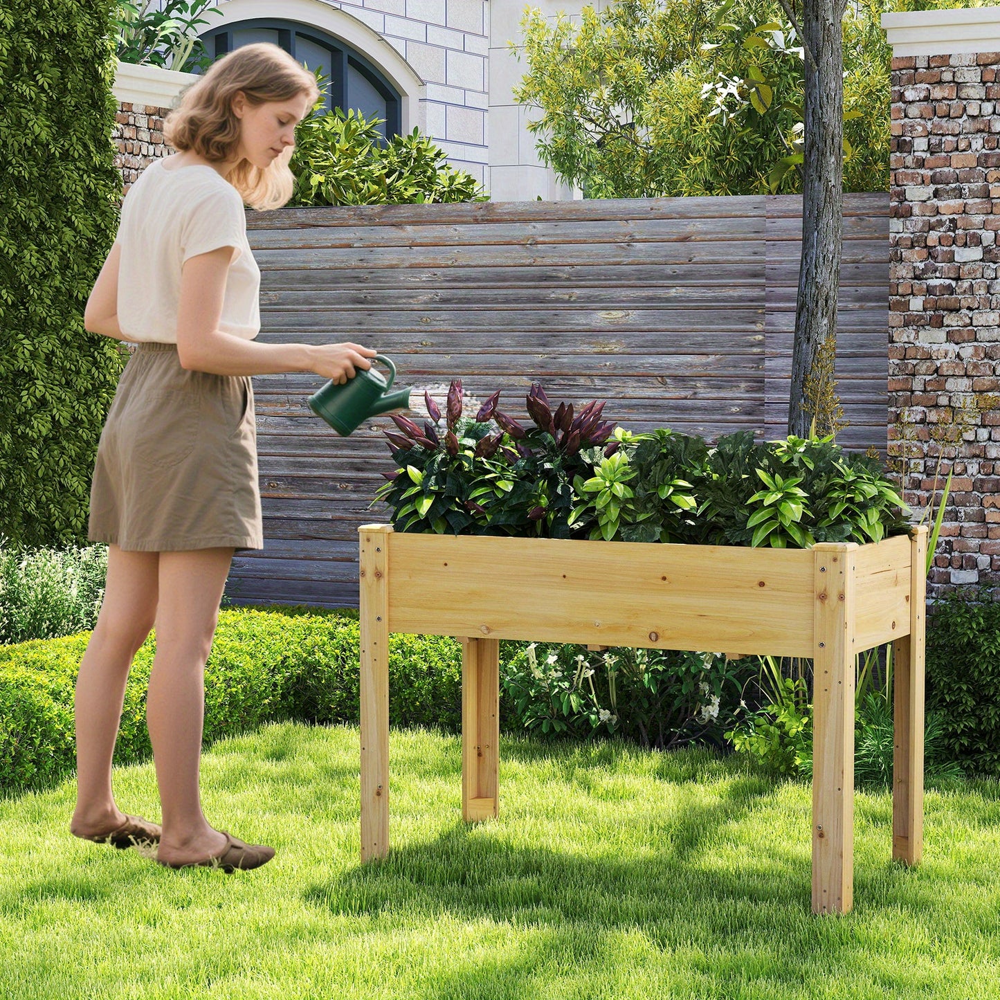 Verhoogde Tuinbak – Kruidentuinbak – Plantenbak – Bloembak – Moestuinbak – Massief Vurenhout – Inclusief Drainage – Ergonomisch Design 47 Inch