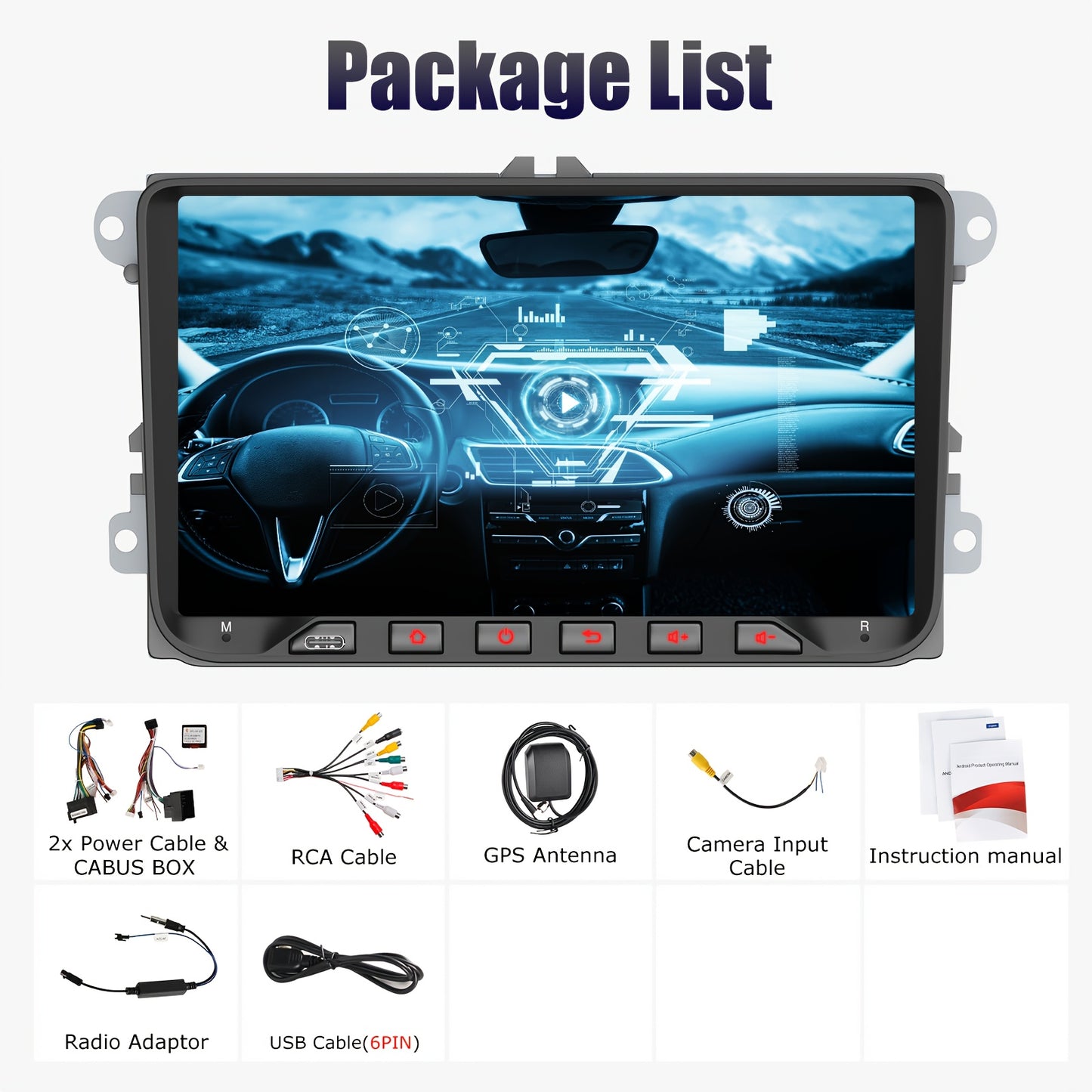 Multimedia Car Stereo – Autoradio – Navigatiesysteem – Touchscreen Radio – Inbouw Radio 22,86 cm – 9 Inch IPS Display – Android 14 Met Draadloze CarPlay & Android Auto