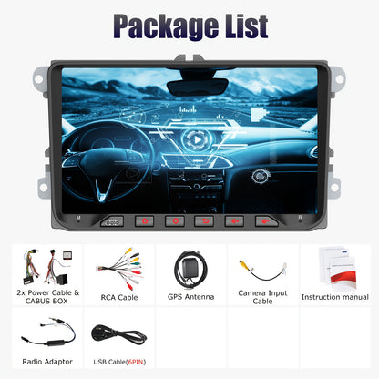 Multimedia Car Stereo – Autoradio – Navigatiesysteem – Touchscreen Radio – Inbouw Radio 22,86 cm – 9 Inch IPS Display – Android 14 Met Draadloze CarPlay & Android Auto
