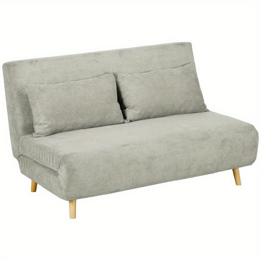 Driezitsbank – Sofa – Bankstel – Zithoek – Zitbank – Verstelbare Rugleuning – Grijze Linnenlook – 141x90x81 cm – Stevig Houten Frame – Comfortabele Polyester Bekleding