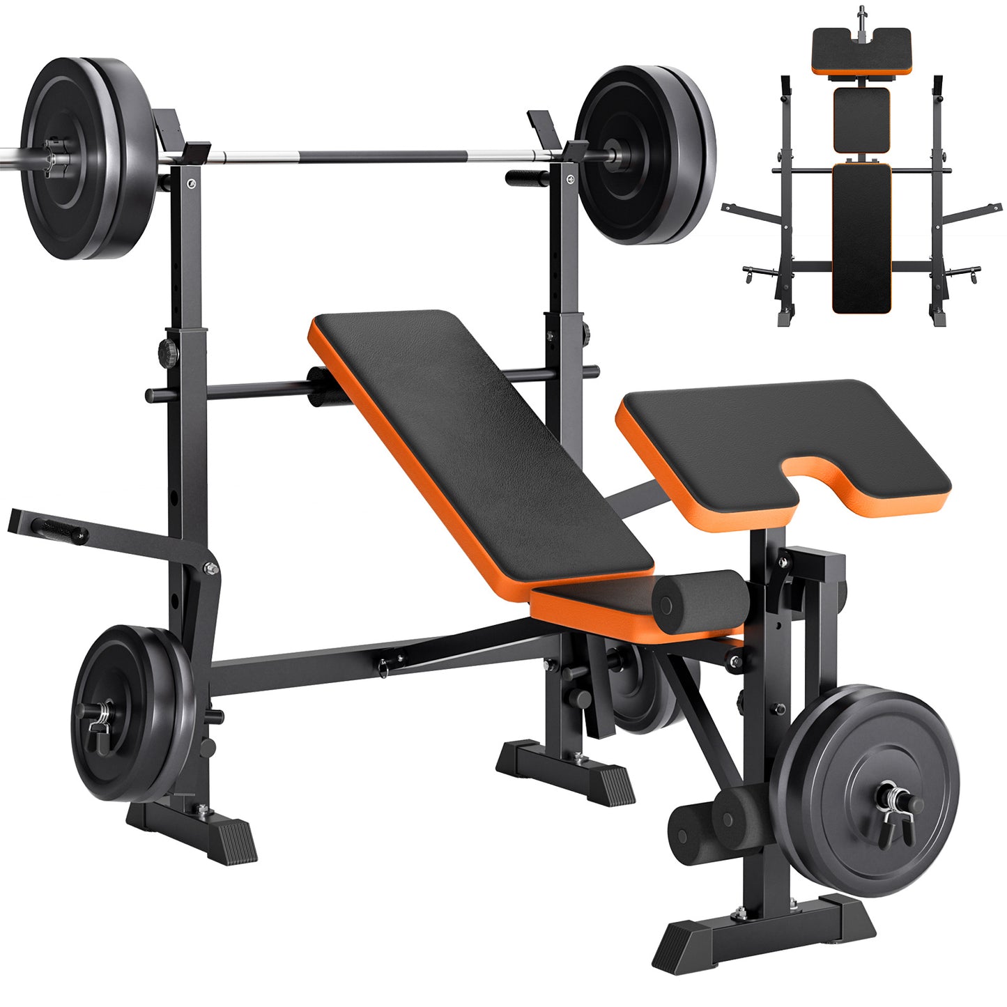 Bankdrukbank – Halterbank – Fitnessbank – Trainingsbank – Bench Press – Verstelbaar – Multifunctioneel Met Squat Rack & Leg Extension – Max. Belastbaar 150 kg