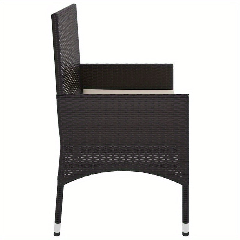 Tuinbank 2-Zits – Buitenbank – Balkonbank – Zithoek – Loungebank – Hoogwaardig Resin Wicker – Weerbestendige Kussens Zwart