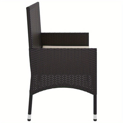 Tuinbank 2-Zits – Buitenbank – Balkonbank – Zithoek – Loungebank – Hoogwaardig Resin Wicker – Weerbestendige Kussens Zwart
