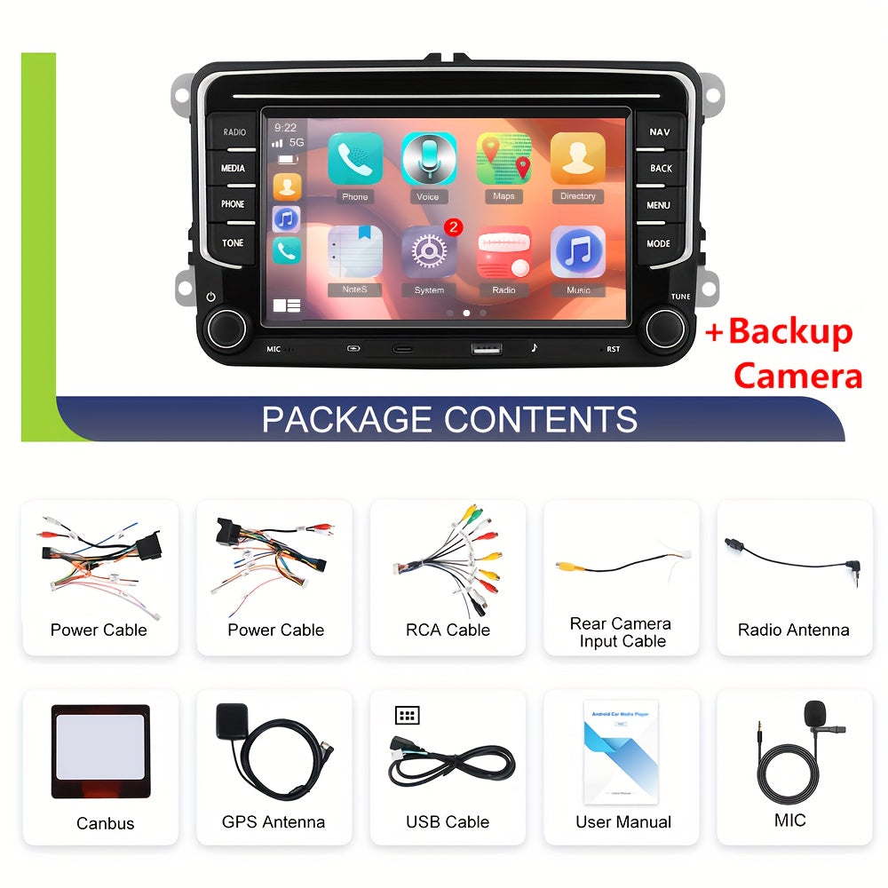 Autoradio – Multimediaspeler – Navigatiesysteem – Touchscreen Radio – Bluetooth Radio – 7 Inch 1080P IPS Scherm – Draadloze CarPlay & AHD Achteruitrijcamera