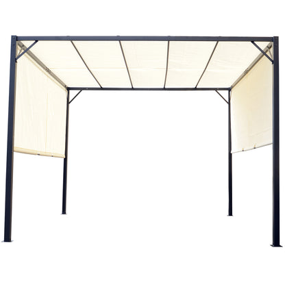 Pergola – Prieel – Tuinkapschuur – Tuinoverkapping – Uitschuifbare Pergola – Crème Kleurig Doek – 3x3 Meter – Metaal Met Epoxy Coating