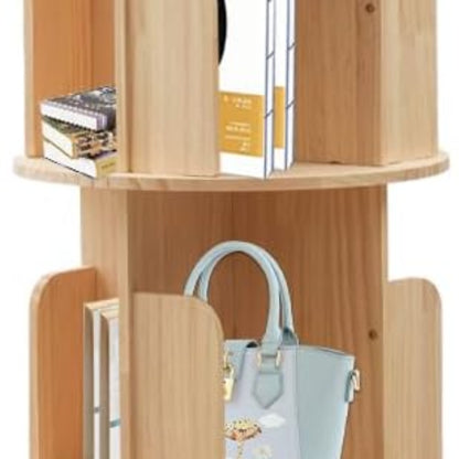 6-laags Draaibare Boekenplank – Draaiplank – Boekenkast – Opbergkast – Boekenrek – Massief Hout – 193 cm Hoog – 360 Graden Draaibaar