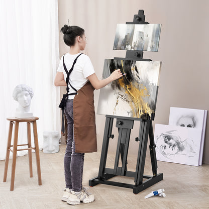 Schildersbok – Schildersezel – Kunstenaars Ezels – H-frame Ezels – Beukenhouten Ezels – Verstelbare Canvashouder – Geschikt Tot 196 cm Hoogte