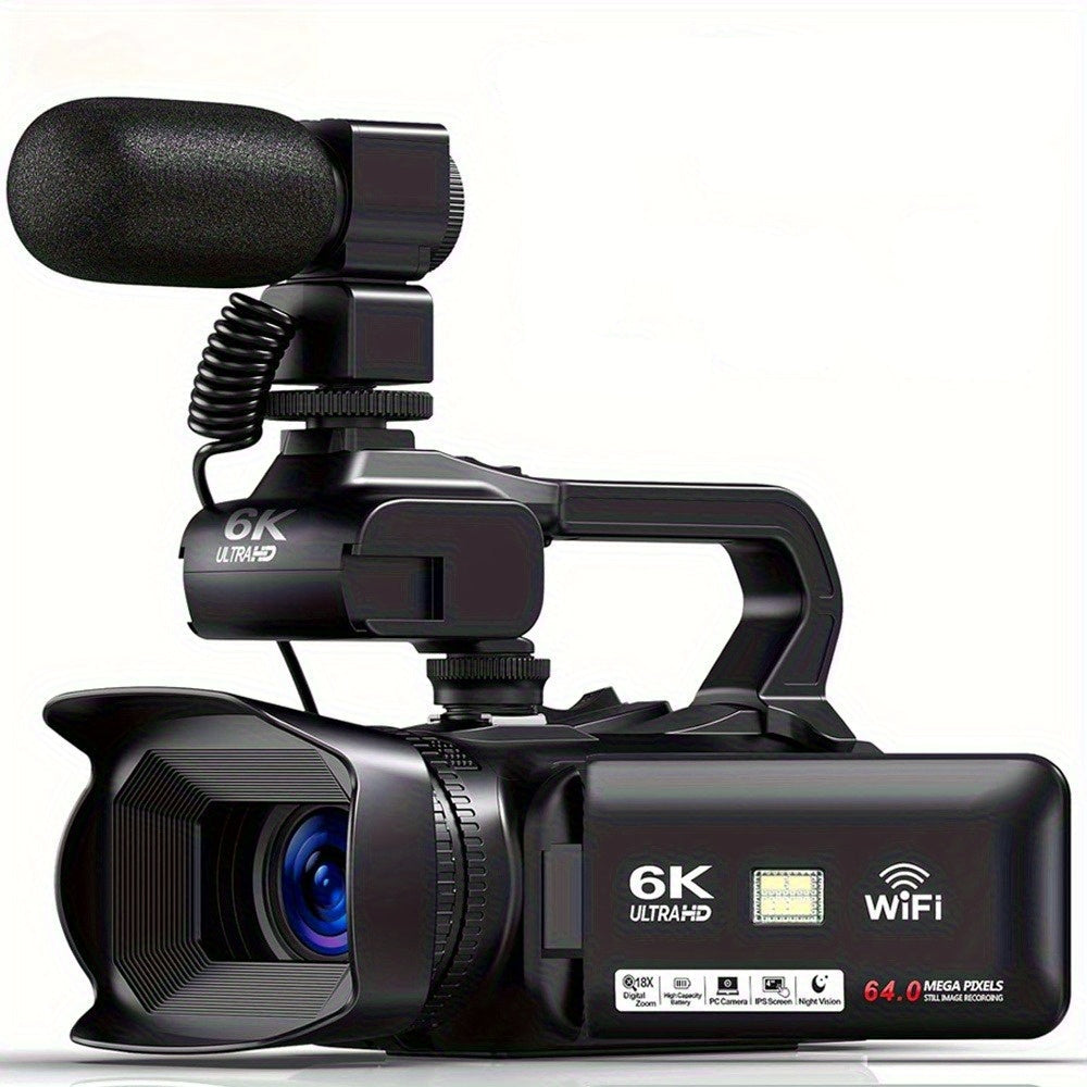 Vlogcamera – Compactcamera – Videocamera – Fotocamera – Vlogging Camera – 6K Ultra HD Video – Nachtzicht & 18x Digitale Zoom – 64MP – Touchscreen – Wifi – Inclusief Microfoon & Afstandsbediening – Zwart