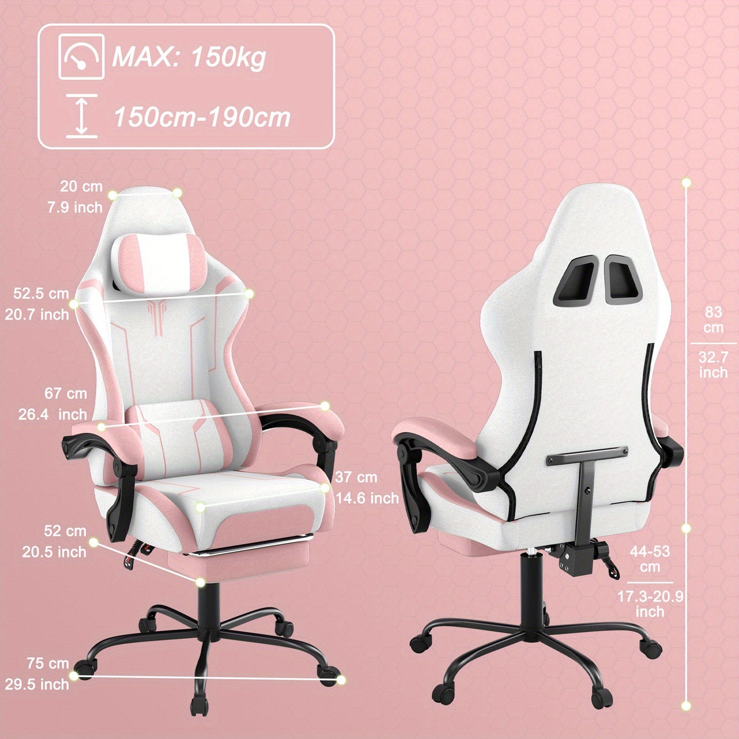 Gamingstoel – Gamestoel – Bureaustoel – Office Chair – Computerstoel – Ergonomisch – Verstelbare Hoogte – Massagefunctie – Draaggewicht 135 kg – Met Armleuningen en Voetensteun