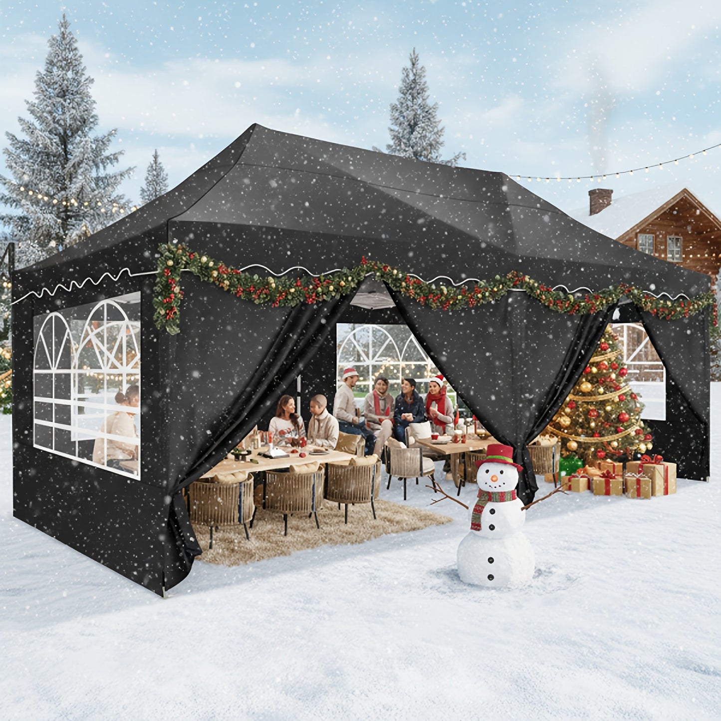 Partytent 3x6m – Pop-Up Tent – Canopy Tent – Tuinkamer – Vouwtent – Afneembare Zijwanden – Verstelbare Hoogte – UV-bestendig Oxford Polyester – Lichtgewicht Aluminium Frame