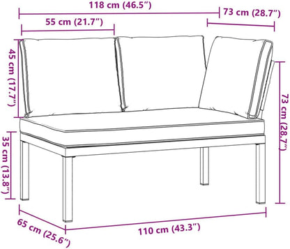 Garden Bench Made of Black Aluminium with Anthracite Cushion for Outdoors, Robust and Durable Structure for Patio or Patio, Comfortable Seat with Thick Cover and Cover - QUORE