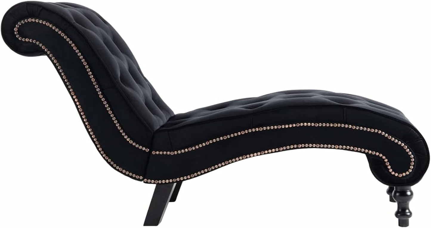 Gecheer Relax Chair Ergonomic chaise longue, chaise longue, lounger chair, lounge chair 145 x 52 x 77 cm (L x W x H) armchair, sofa chair, upholstered lounger with fringes, velvet black