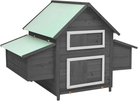 BaraSh Chicken Coop Grey and White 152 x 96 x 110 cm Solid Spruce Chicken Coop and Cages Chicken Coop for Outdoor Chickens (SPU: 171460) - QUORE
