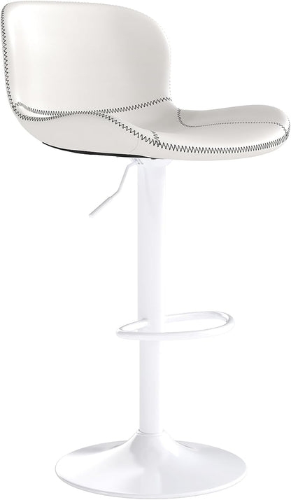 Youhauchair Barkruk, 2-delige set, in hoogte verstelbaar, van PU-leer, waterdicht en slijtvast, met rugleuning, draaibare barkruk, modern, wit