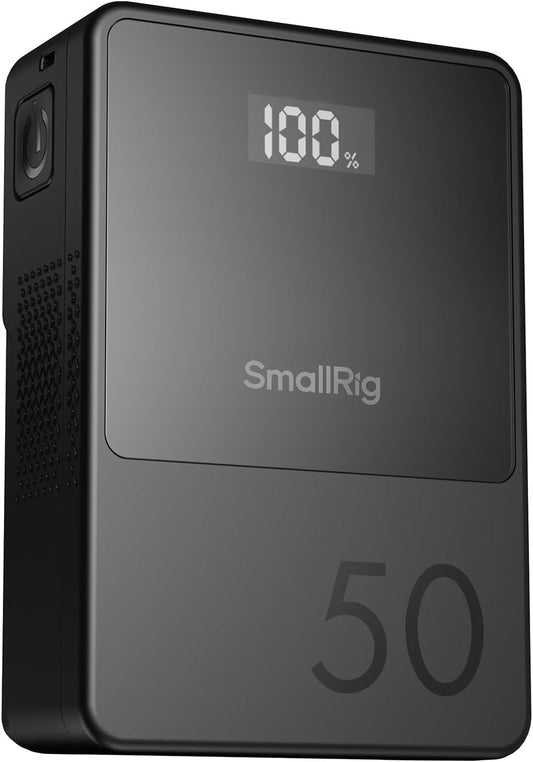 SMALLRIG V Mount Battery VB50, 50Wh / 3400mAh V-Mount Battery with PD 45W USB-C Fast Charging, with D-TAP, USB-A, Dual DC Ports, OLED Screen, for DSLR Camera, Camcorder, Monitor, Phone, Black - 3579B