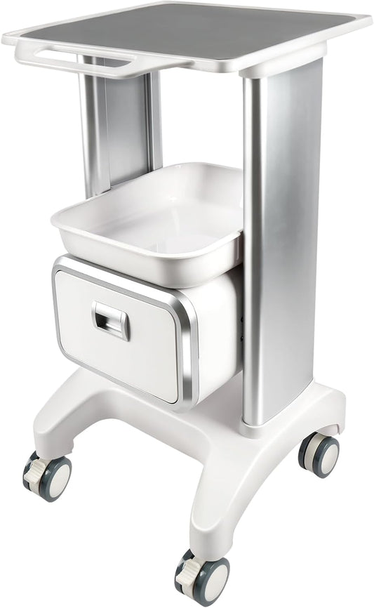 EBANKU Medical cart with wheels, professional ultrasonic cart with 2 drawers portable rolling medical carts equipped with anti-slip pads tray for clinic spa office bedroom - QUORE