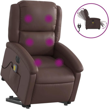 Massagestoel – Relaxfauteuil – Tv-Stoel – Elektrische Relaxstoel – Elektrische Massagestoel – Opsta-Ondersteuning – 6-Punts Vibratiemassage – Kunstleren Bekleding Bruin