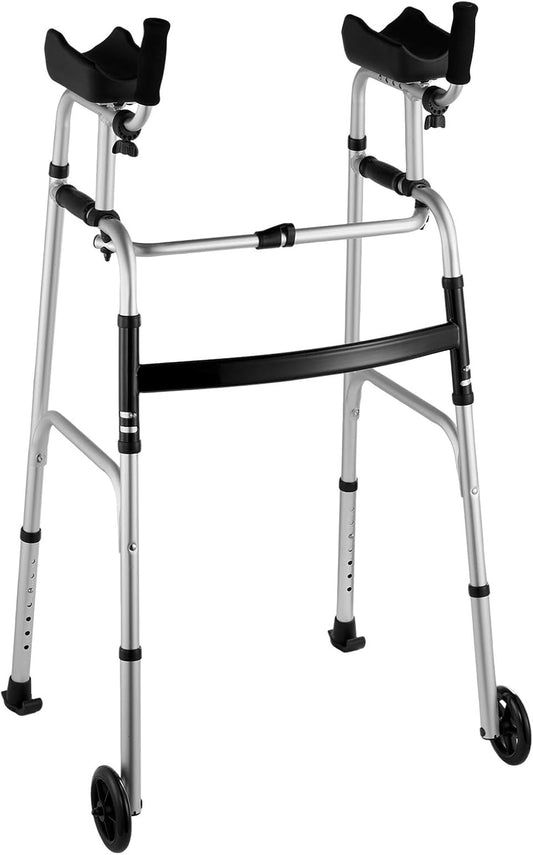Opvouwbare rollator met onderarmsteun van aluminium voor ouderen en breekbare personen, inklapbaar, revalidatie, 8 hoogte-instellingen, medisch hulpmiddel klasse 1
