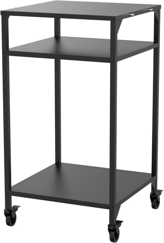 Cozze® | Hoge buitentafel H110 cm open zwart | Ideale hoogte voor pizzaoven | Vast onderblad | 4 zwenkwielen Ø75 mm | 4 ophanghaken | Gepoedercoat staal | Draagkracht 50 kg | Mobiel ontwerp