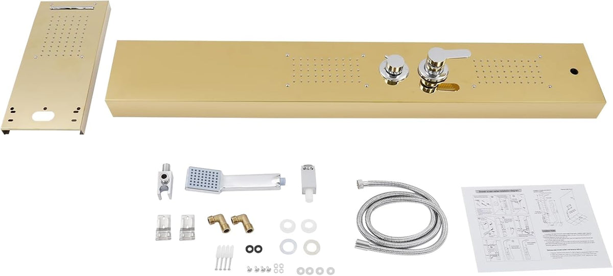 Douchepaneel – Douchekolom – Douchesysteem – Regendouche – Wanddouche – 5-In-1 Functie – Roestvrij Staal 50x125 cm