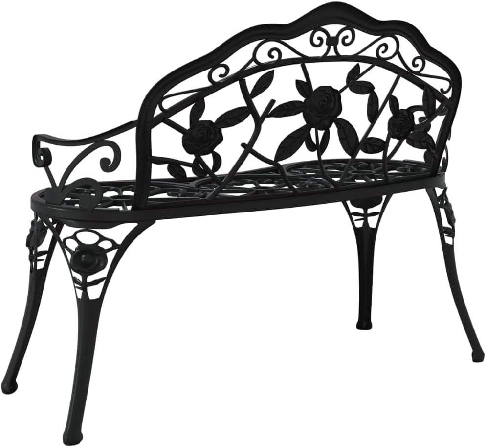Garden bench 100 cm cast aluminum black - QUORE