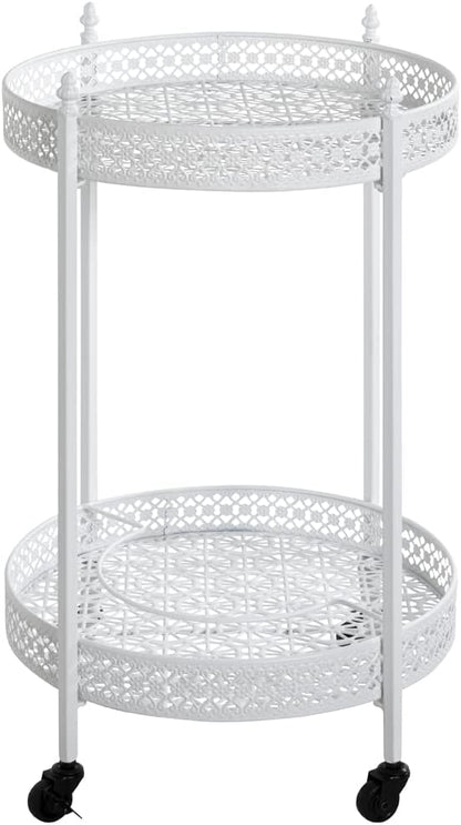 HAKU Serveerwagen wit, metaal - Maat: H 74 cm x Ø 45 cm, Stijl: Kustmeubilair