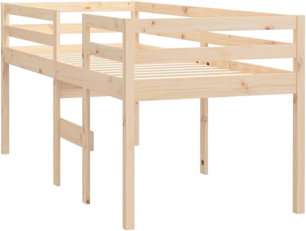 vidaXL Hoogslaper massief grenenhout 90x200 cm, bed, slaapkamermeubel, bedbodem, hoogbed, bedframe, eenpersoonsbed, houten bed, massief houten bed
