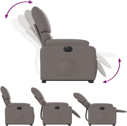 Relaxstoel Met Opstahulp – Elektrische Relaxstoel – Ligstoel – Tv-Stoel – Enkelvoudige Relaxstoel – Elektrisch Kantelsysteem – Taupe Stof – Maximaal 135 Graden Verstelbaar