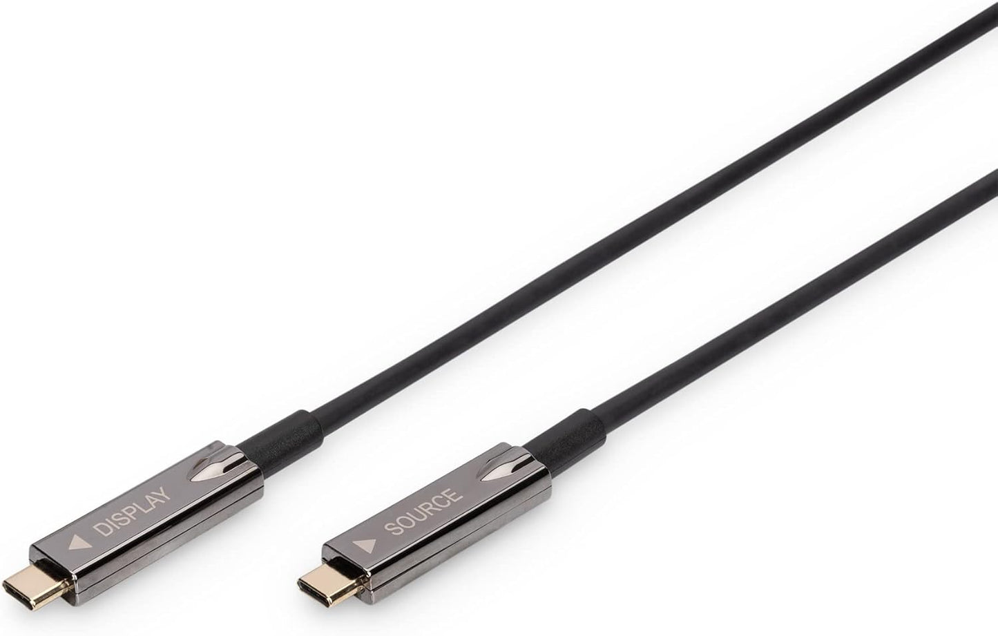 DIGITUS USB-C AOC hybride glasvezel AV verbindingskabel - USB 3.1 - Displayport 1.2 - DP Alt-Mode - Plug&Play - Audio/Video kabel - 10m - zwart