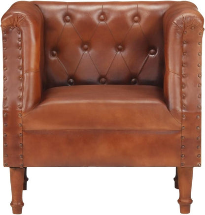 Armchair Brown Genuine Leather Lounge Chair TV Chair Recliner Chair Office Chair for Bedroom Living Room Study Office