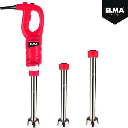 ELMA Professionele staafmixer, 25 cm roestvrijstalen hakmolen, krachtige motor met 450 W, variabele snelheid, ideaal voor horeca en industriële keukens, rood