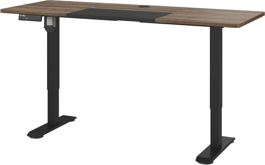 Electric Desk Frame with Motor, Computer Table, Height Adjustable, Standing Desk, Natural + Black, 140 x 70 x 72-116 cm - QUORE