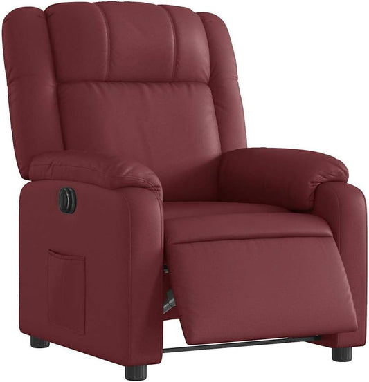 Elektrisch Verstelbare Fauteuil – Relaxstoel – Leunstoel – Tv Stoel – Relaxfauteuil – Kunstleer Wijnrood – Elektrische Verstelling Tot 135 Graden – Comfortabele Dikke Bekleding