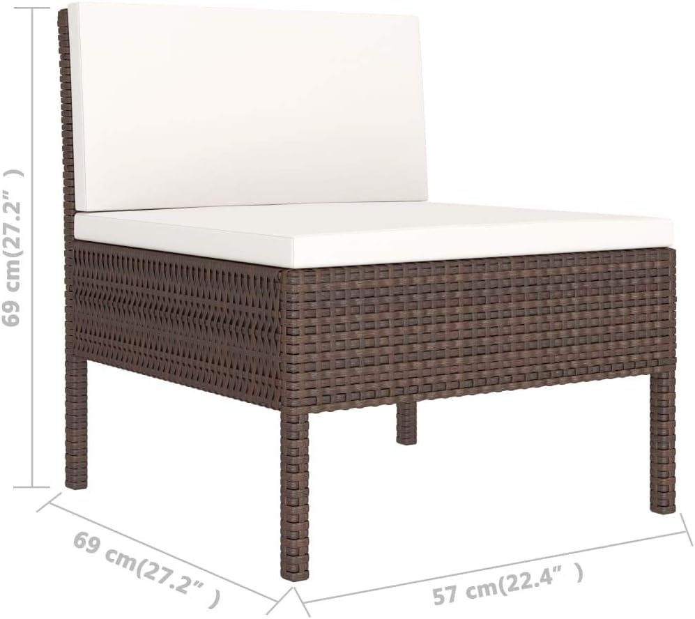 vidaXL Lounge Set 3-Piece with Cushions Garden Set Furniture Set Garden Garden Furniture Set Chair Table Lounge Furniture Outdoor Set Balcony Set Poly Rattan Brown - QUORE