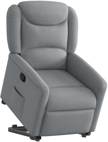 Relaxstoel Met Opstahulp – TV-Stoel – Ligstoel – Verstelbare Fauteuil – Comfortstoel – Elektrische Opstahulp – Handmatige Ligfunctie – Lichtgrijs Stof