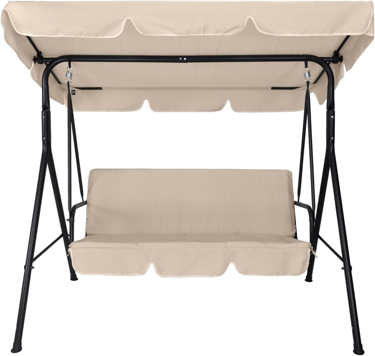 GARDENIA 3 Seater Garden Swing with Sun Canopy, Adjustable Tilt, Beige