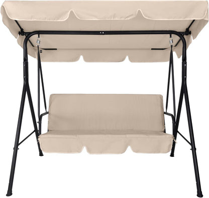 GARDENIA 3 Seater Garden Swing with Sun Canopy, Adjustable Tilt, Beige
