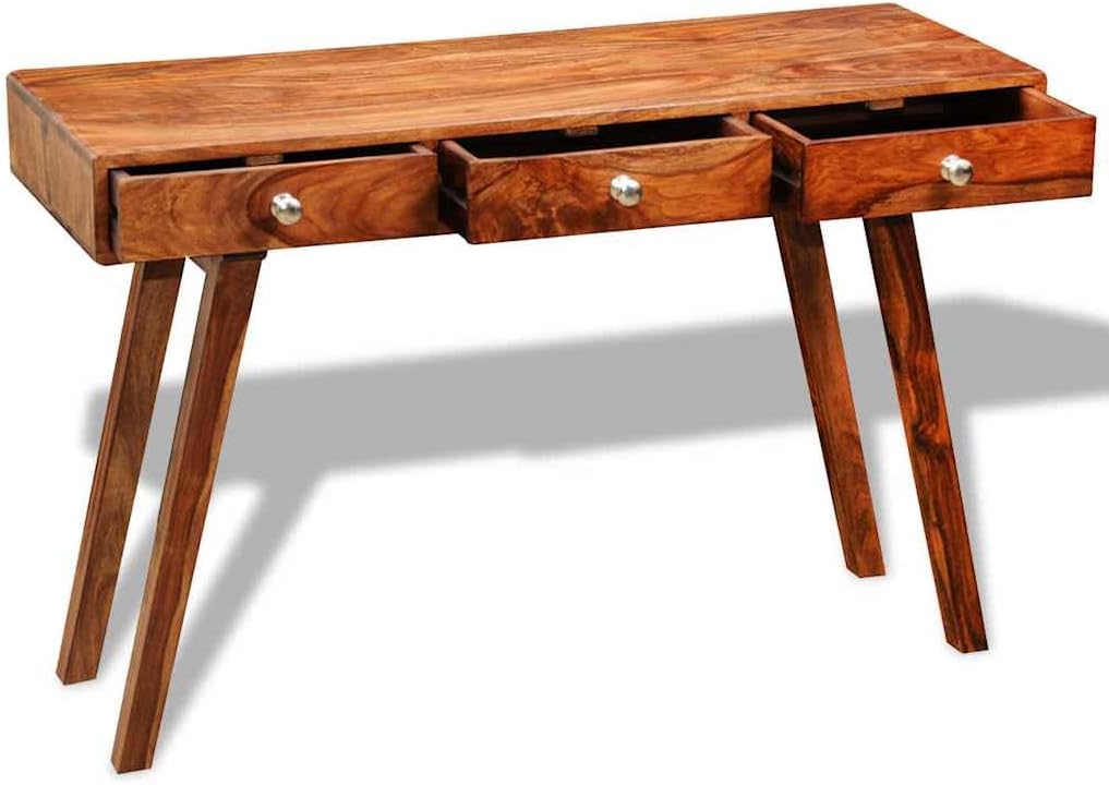 vidaXL Wall table with 3 drawers 76 cm solid sheesham wood